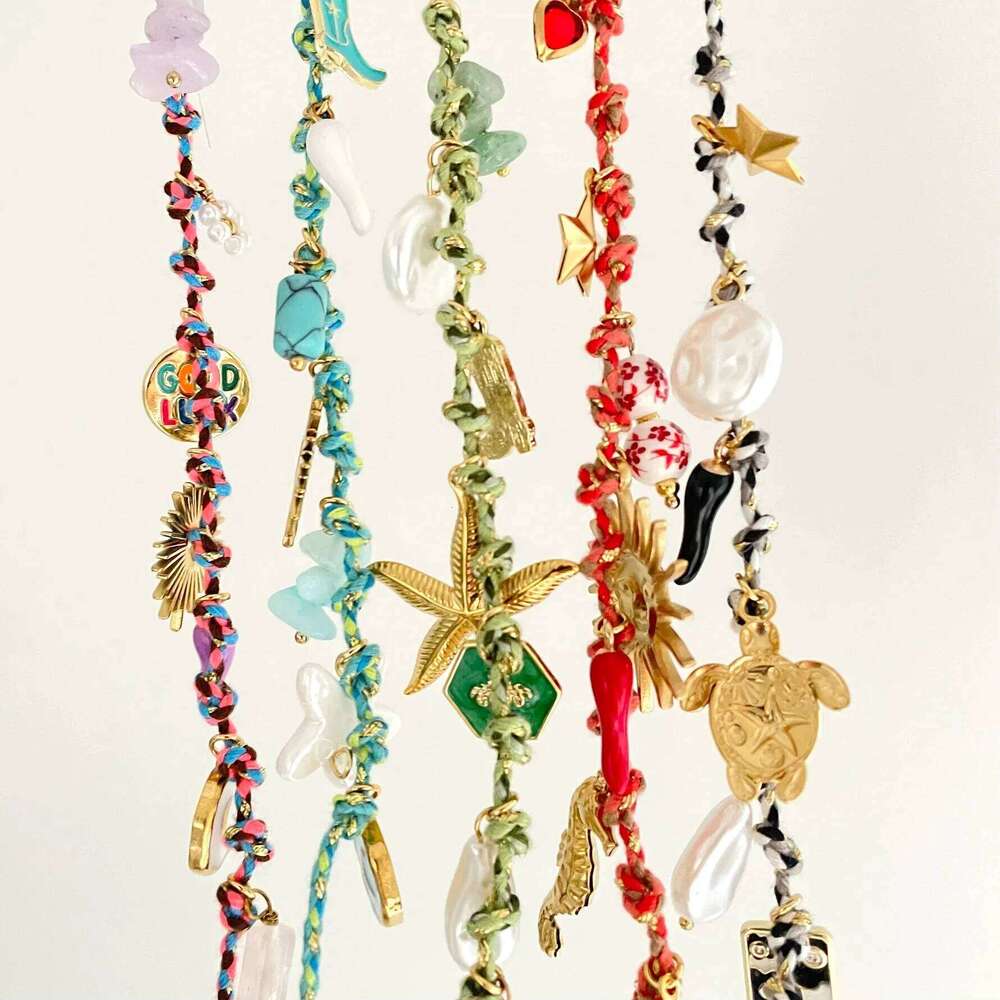 2025 New Stainless Steel Summer Ocean Star Pearl Pendant Dopamine Rope Necklace