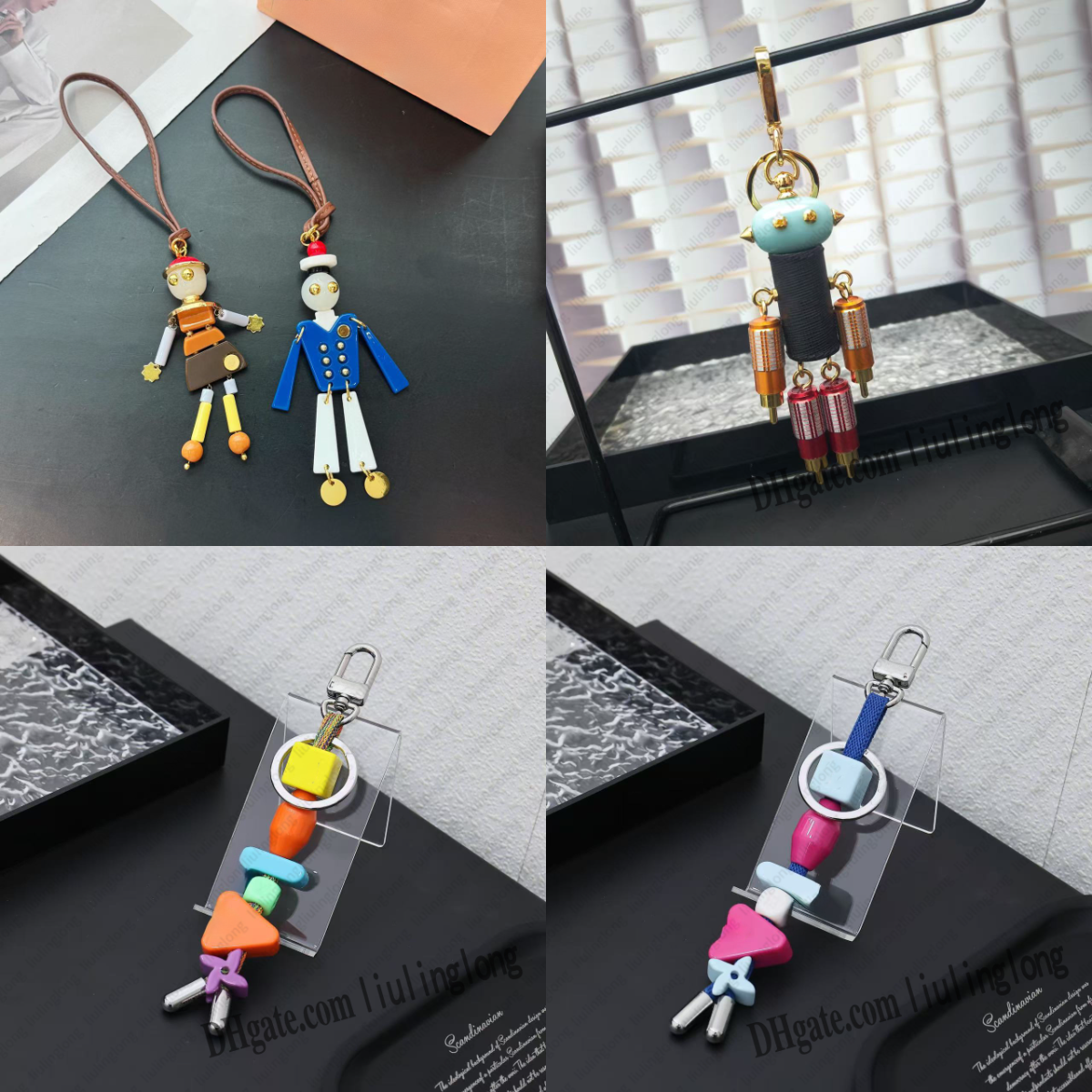 Robot Leather Bag Charm Keychain Purse Charm Animal Beads Lanyards Pendant Women Key Chain Designer Wallet Key Chain Lanyards Designer Car Keychains For Gift