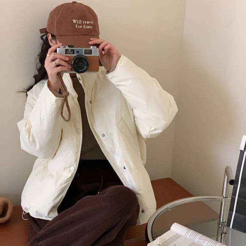 Designer Clothing 2025 Women's Models Fall Winter Coat Jacket White Duck Down Collar Short Paragraph Thickened Warm Comfortable New Versatile