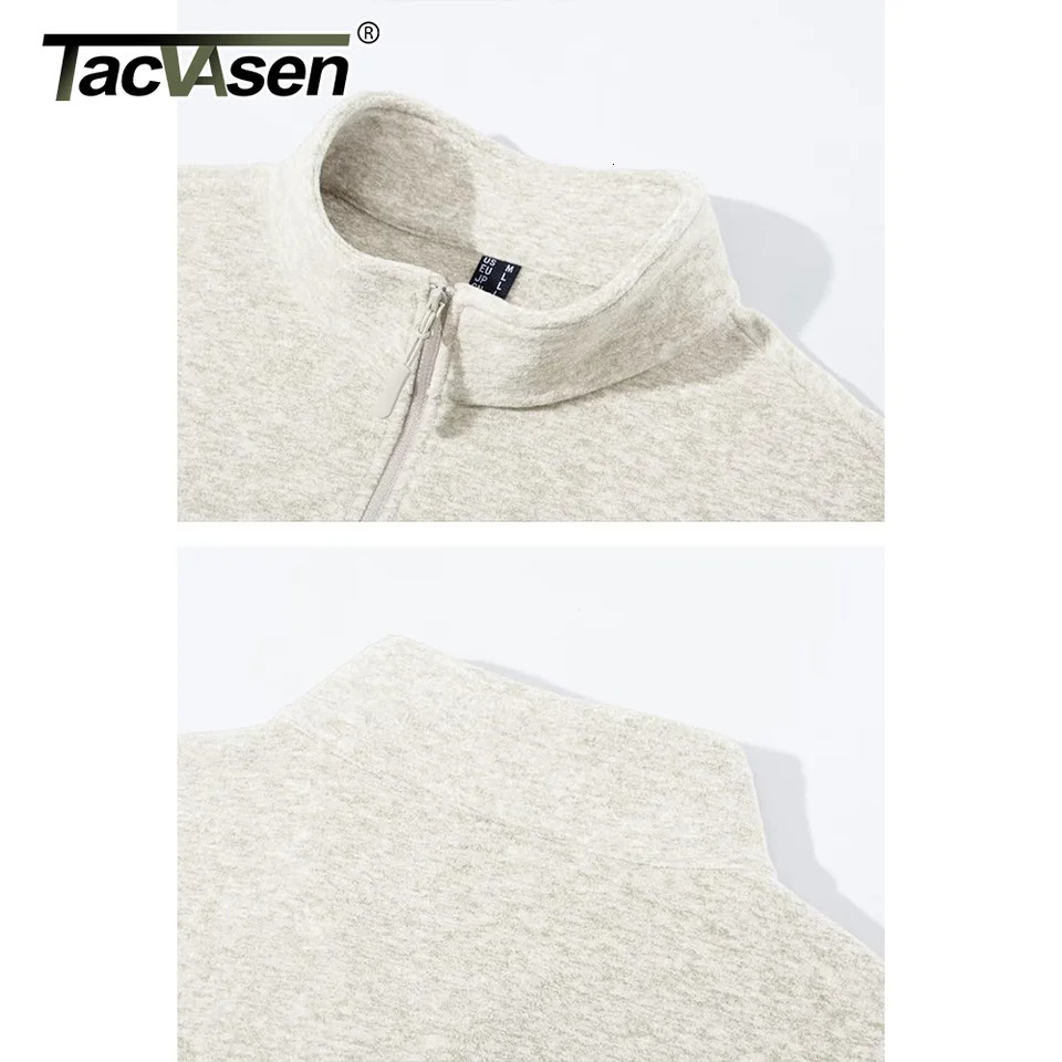 TACVASEN 14 Zipper Collar Spring Fleece Sweaters Mens Warm Sweatshirts Breathable Casual Sports Hiking Turtleneck Pullover Tops 250731
