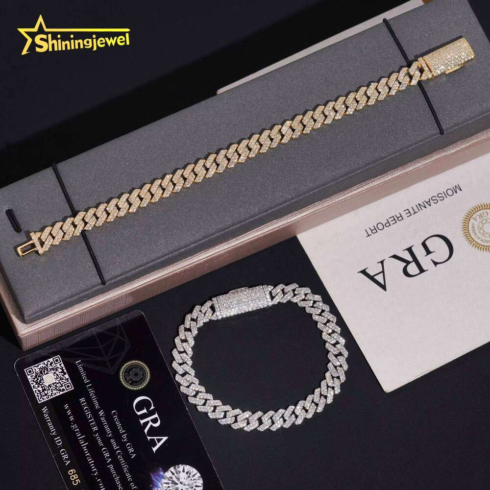Iced Out Jewelry Pass Tester 8Mm High Quality Hip Hop Moissanite Sier Cuban Chain Bracelet