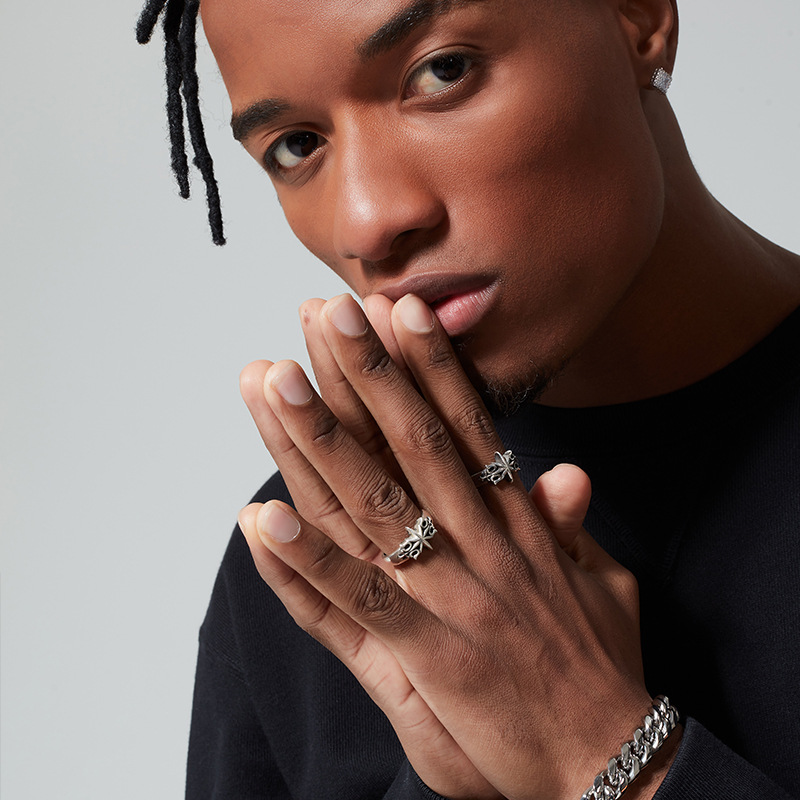 Hip Hop Designer Rings for Men Women Original Design Hexagram Star Ring S925 Silver Plated Retro Personalized Rings Niche Design Cool Wind Jewelry
