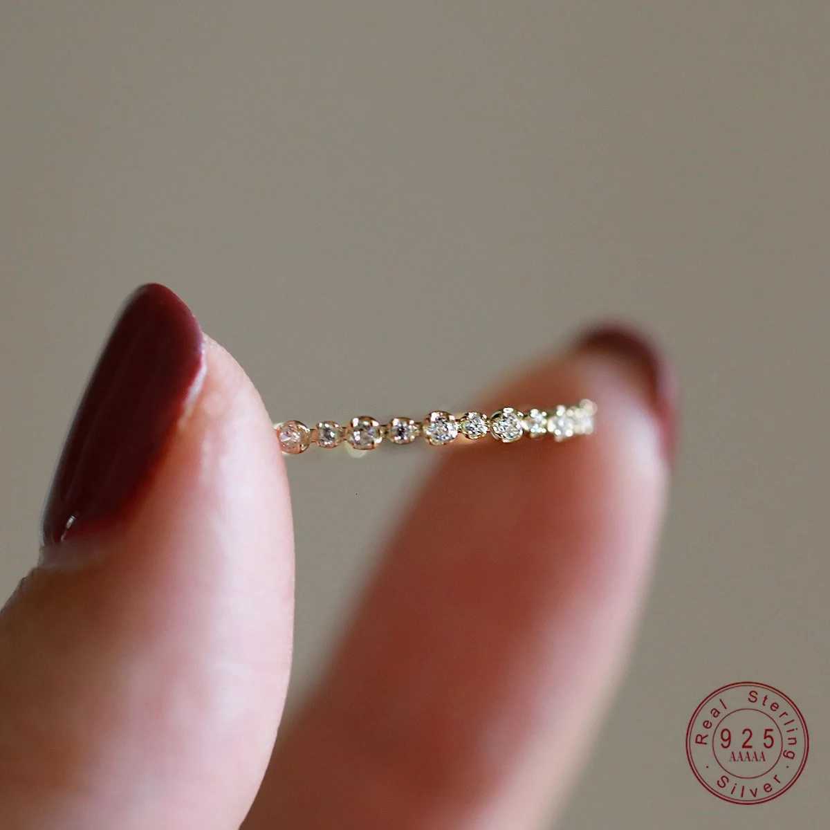 925 Sterling Silver Plating 14K Gold Sparkling Zircon Geometric Ring for Women Exquisite Sweet Party Wedding Jewelry Accessory y250730