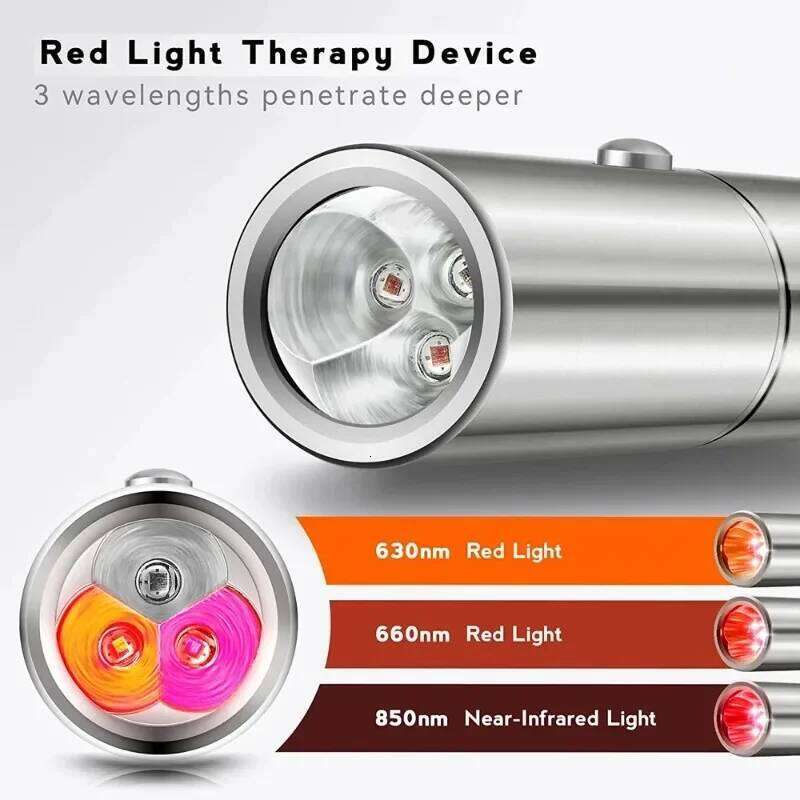 Red Wand Device for Body Acne Treatment With 5 Wavelengths Near Infrared 900nm Light Therapy Relieve Joint Pain
