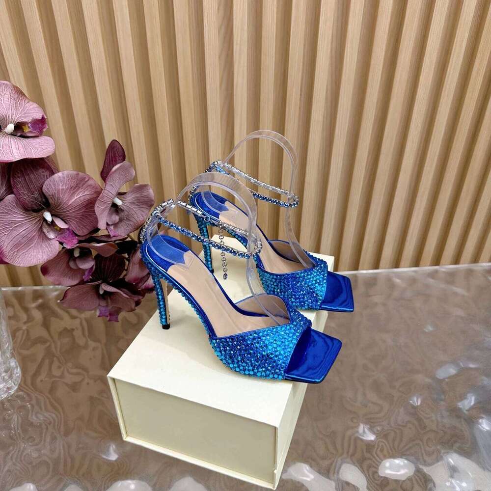 Women Size34-42 Genuine Leather Crystals Sandals Super High Heels Pumps Wedding Summer Designer Shoes Zapatillas De Mujer 59f