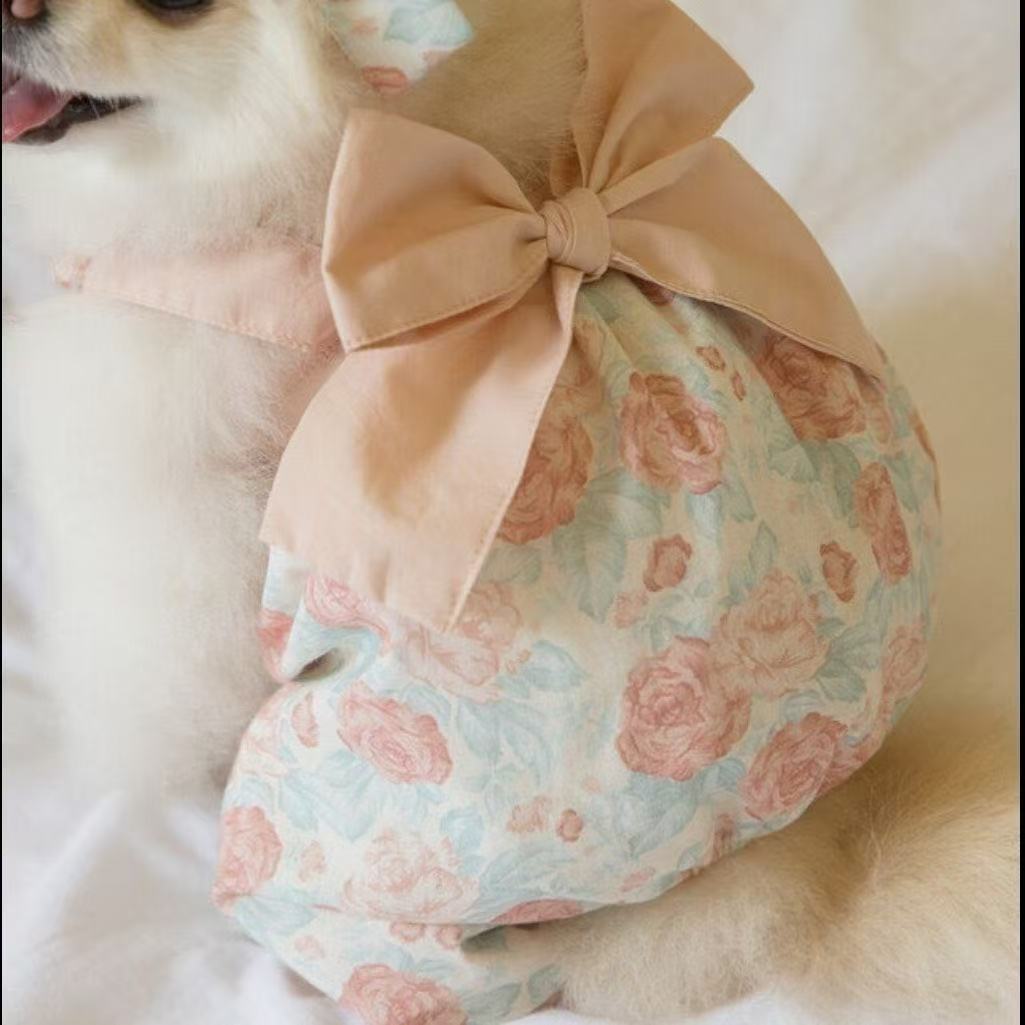 t865 Dog summer sun protection clothes Teddy Bichon small dog pet thin spring and summer princess floral overalls