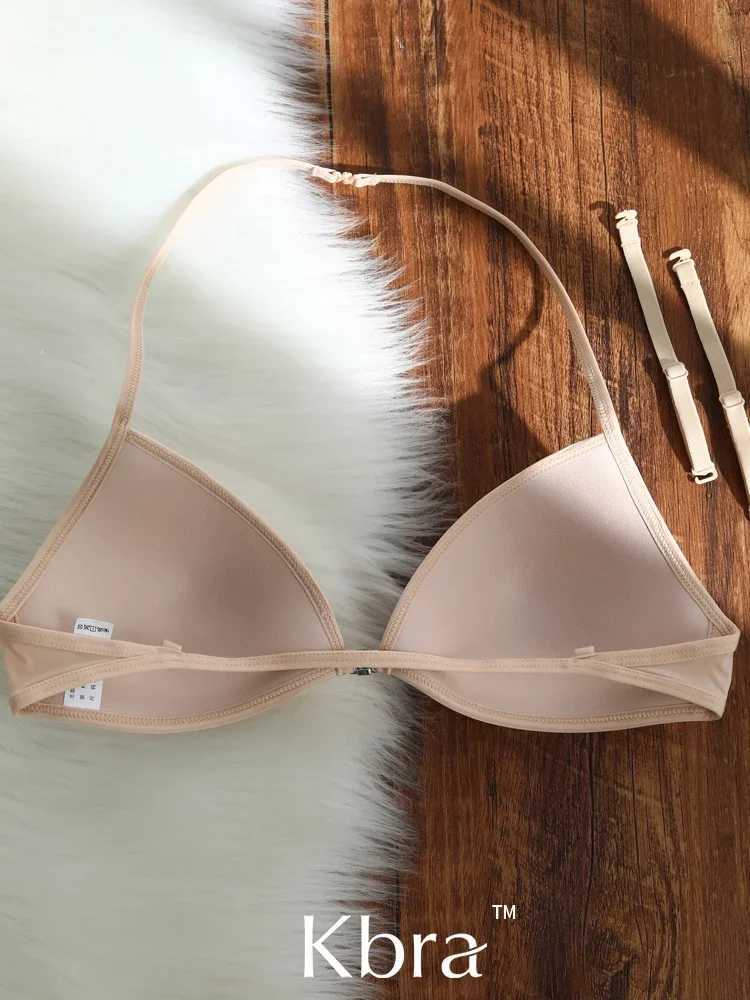MOYISU Womens Seamless Bra French Triangle Thin Strap Halter Invisible Front Buckle Comfort Underwear Z250730