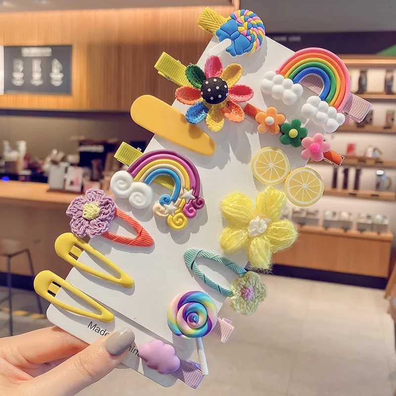 14 Cartoon Baby Hair Clip Set Flower Fruit Baby Girl Barrettes Bangs Hairpins Kids Hair Accessories R250730