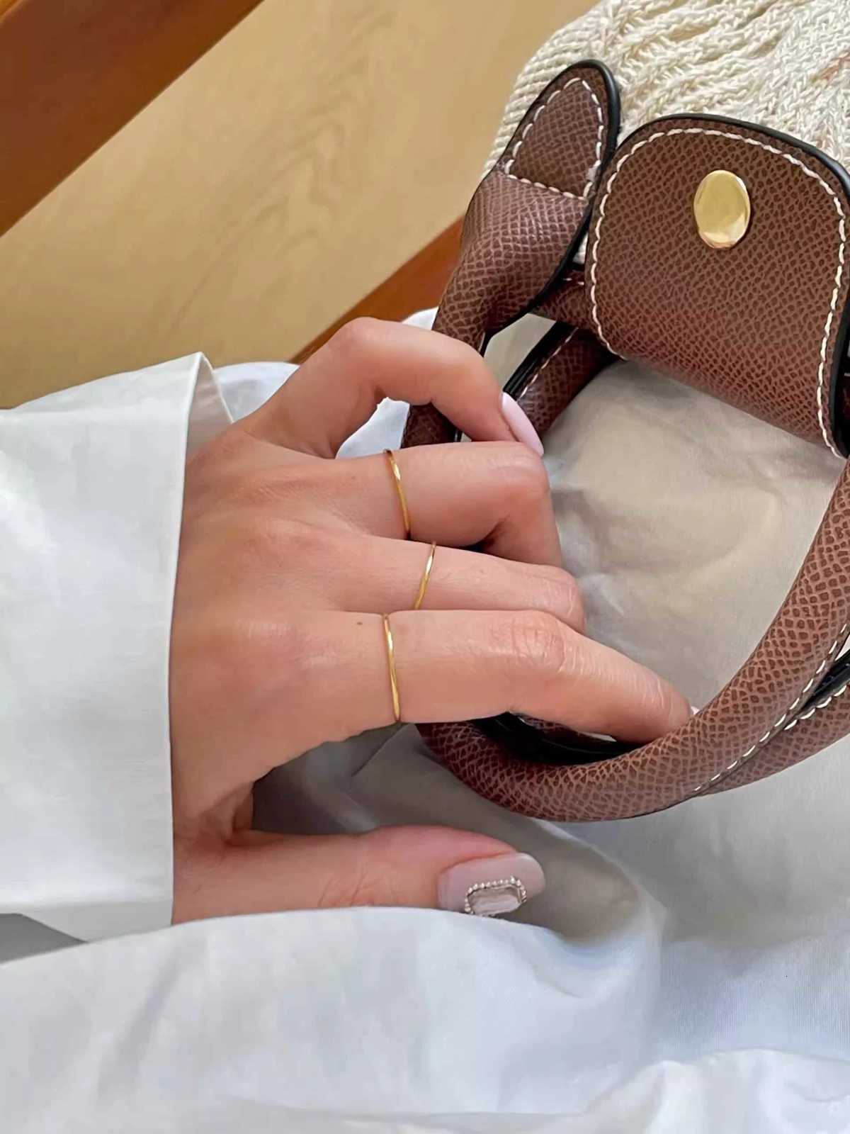 0.5mm Extremely Thin Stainless Steel Anti-Tarnish Rings for Women Fashion Simple 18K PVD Gold Plated Ring Office Style y250730