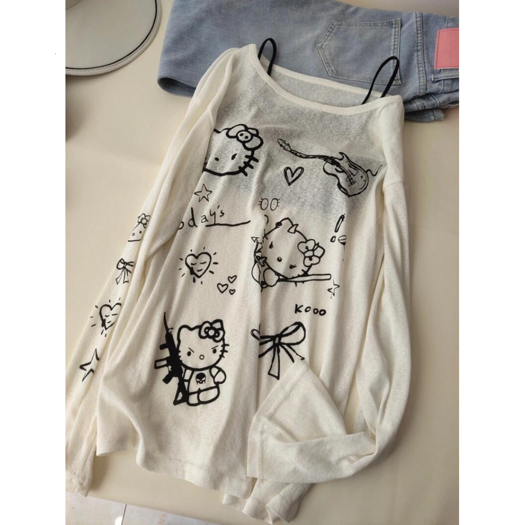 2025 summer new off shoulder semi transparent fashion niche design sense loose designer T-shirt designer short sleeved women's T-shirt