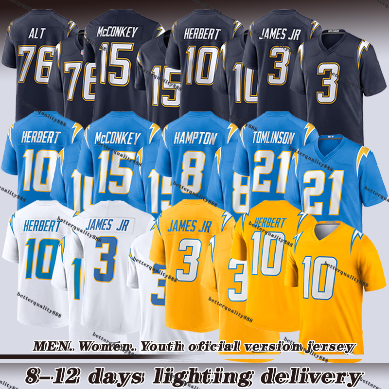 #10 Justin Herbert Jersey #27 J.K. Dobbins Chargerss Jersey Gus Edwards Ladd McConkey Joshua Palmer Quentin Johnston Justin Herbert Daiyan Henley 2025 men women youth