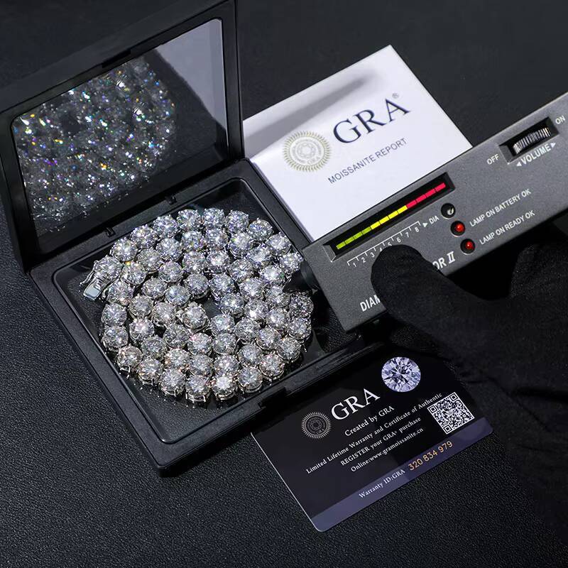 Fine Jewelry 3mm-10mm Classic 925 Sterling Silver VVS Moissanite Diamond Cluster Tennis Chain Necklace for Men Women