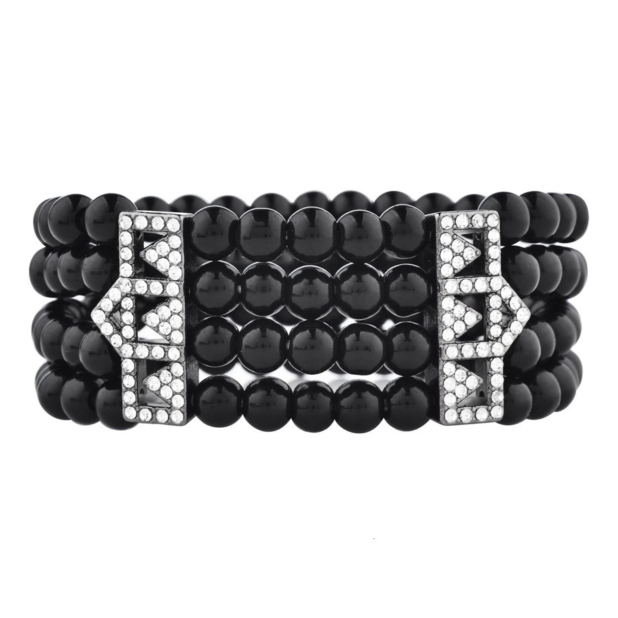 Korean Fashion Women's Three-layer Rhinestone Pearl Designer Bracelet Bracelet Elegant Sparkling Multi-layer Elastic Bracelet Madam