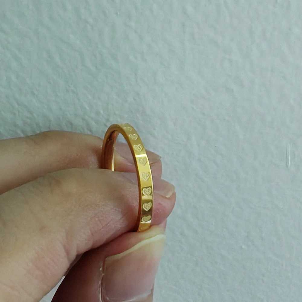 7 Simple Stainless Steel Heart Statement Rings for Women Gold Color Trendy Fashion Jewelry US Size 5 6 7 8 9 10 y250730