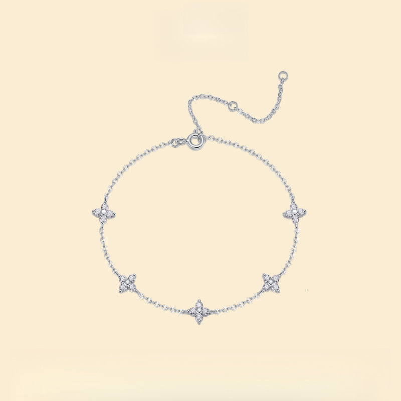 Ladies 2025 New Style Designer Bracelet Clasp Moissanite Five-flower Bracelet S925 Silver Non-fading Light Madam Luxury High-end Bracelet Wholesale