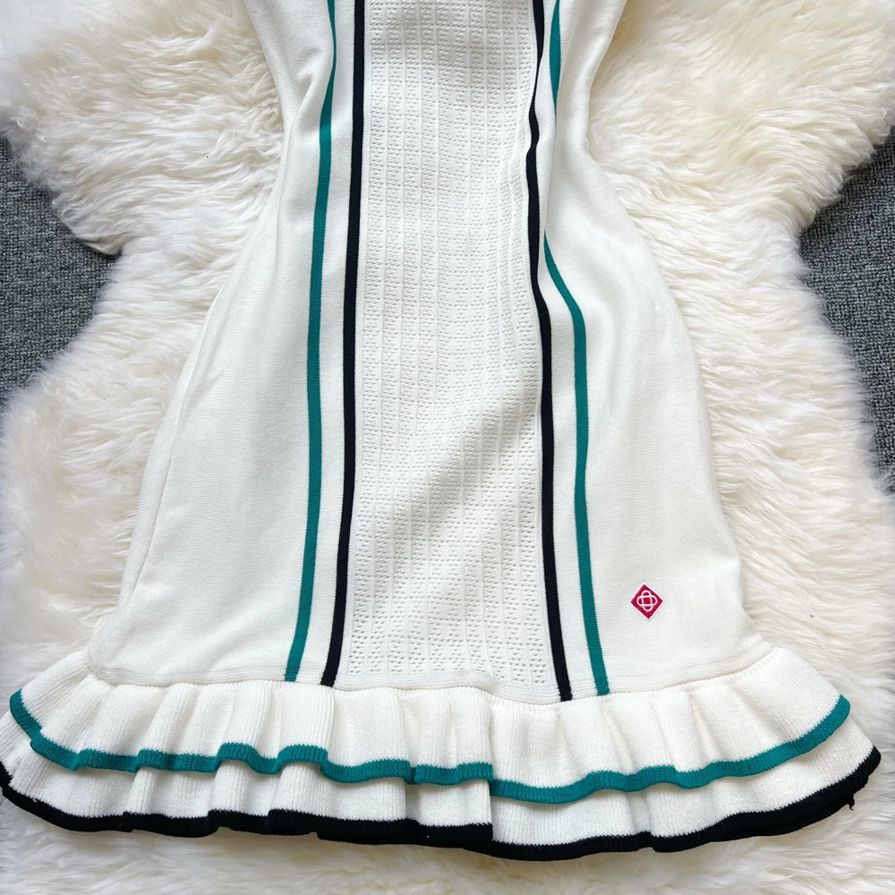 YuooMuoo Fashion Women Knitted Mini Dress Ins Sexy Package Hips Ruffled Party Streetwear Lady Outfits Dresses 250731