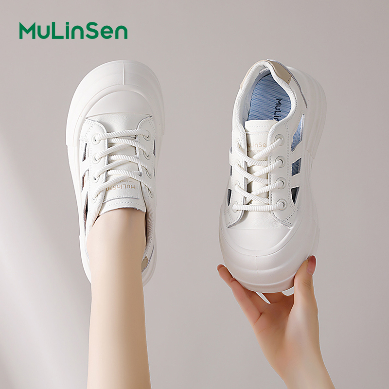Mulinsen sneakers women's 2025 new summer hollow breathable ugly cute big head sports sandals women's casual white shoes