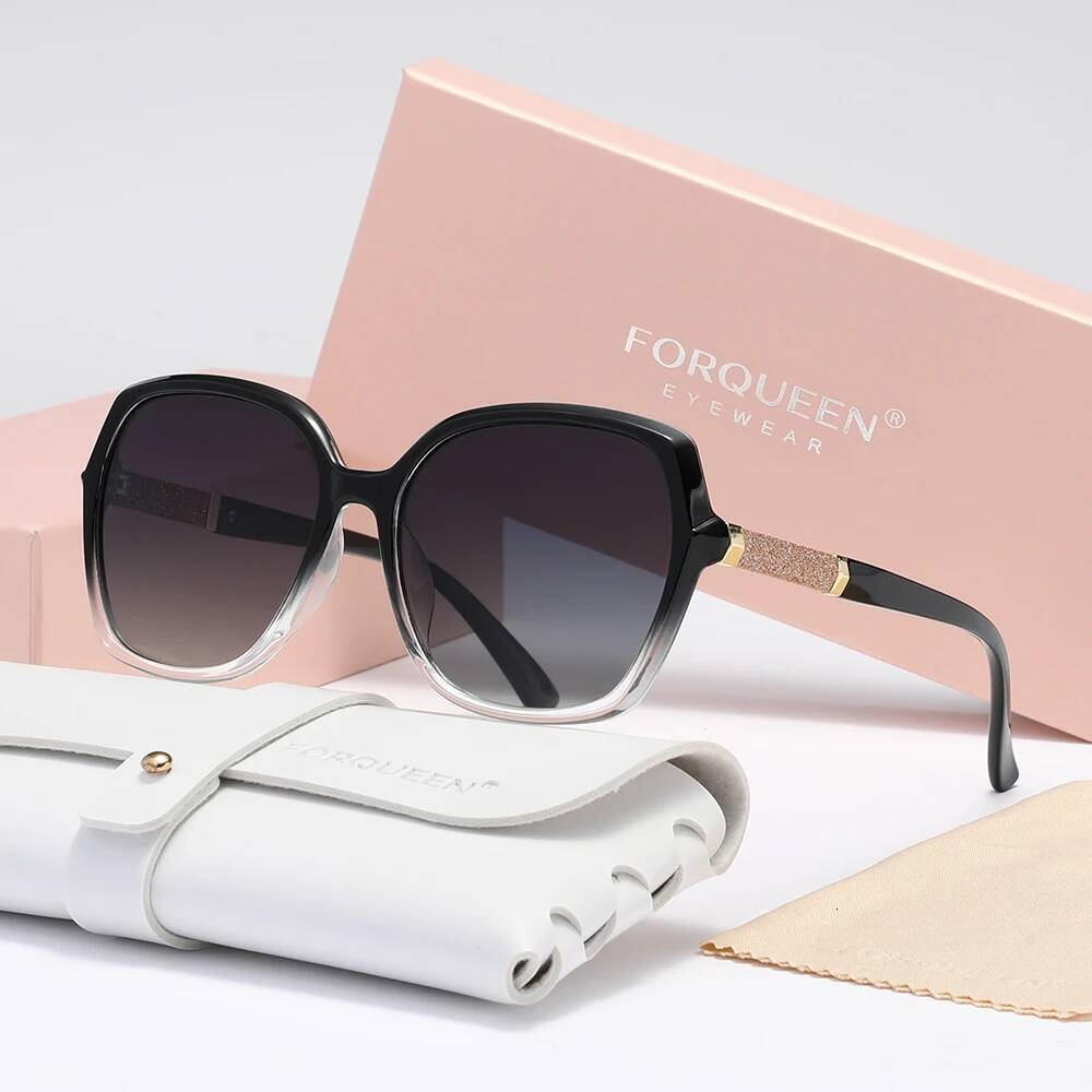 2025 FORQUEEN Trendy Women Sunglass Polarized Anti-UV400 Butterfly Large Frame Glasses for Lady Vacation