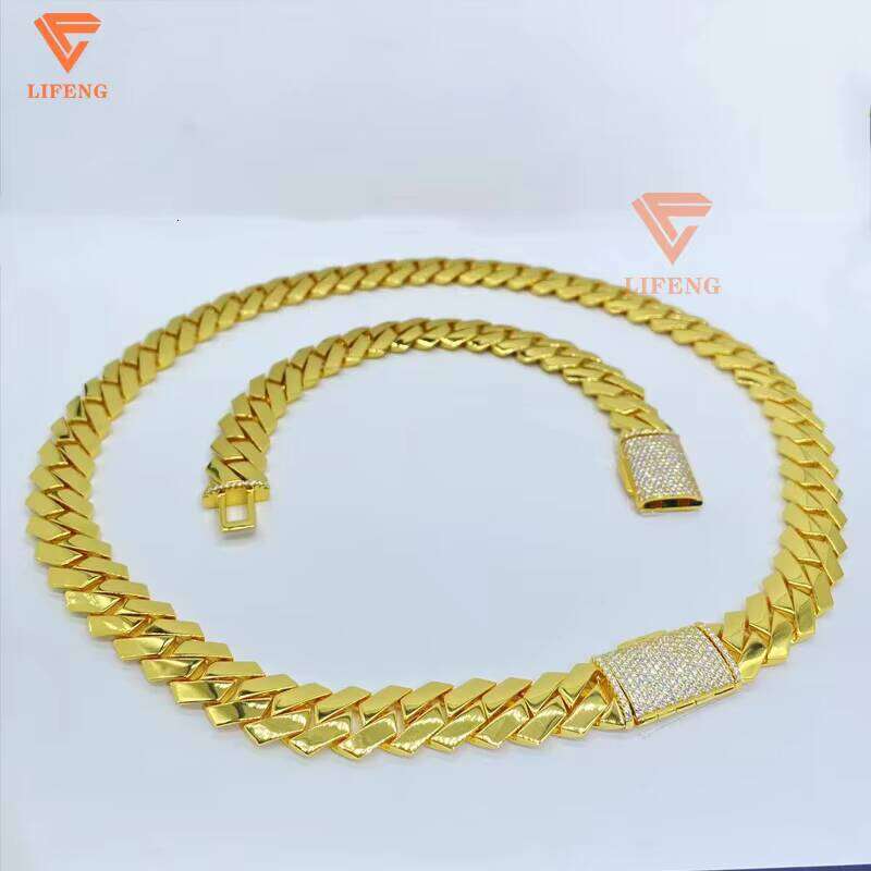 Hiphop Jewelry 815Mm Flat Sterling Sier Silicon Stone Ice Buckle Miami Cuban Chain Necklace