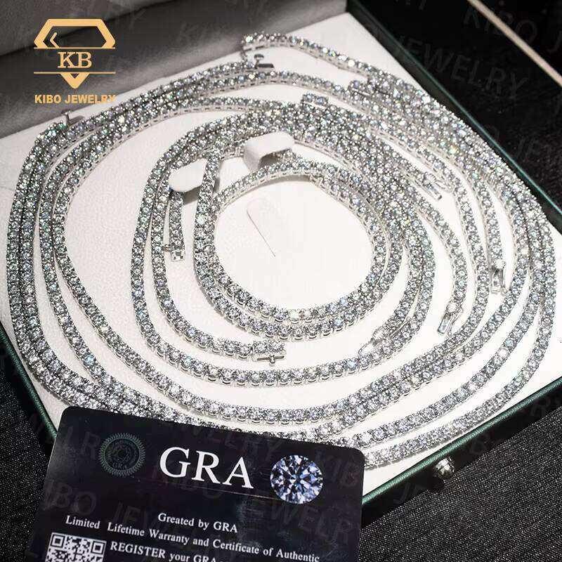 HipHop Jewelry Iced Out Gold Plated Sterling Sier 3 4 5Mm VVS Silicon Stone Tennis Necklace Chain