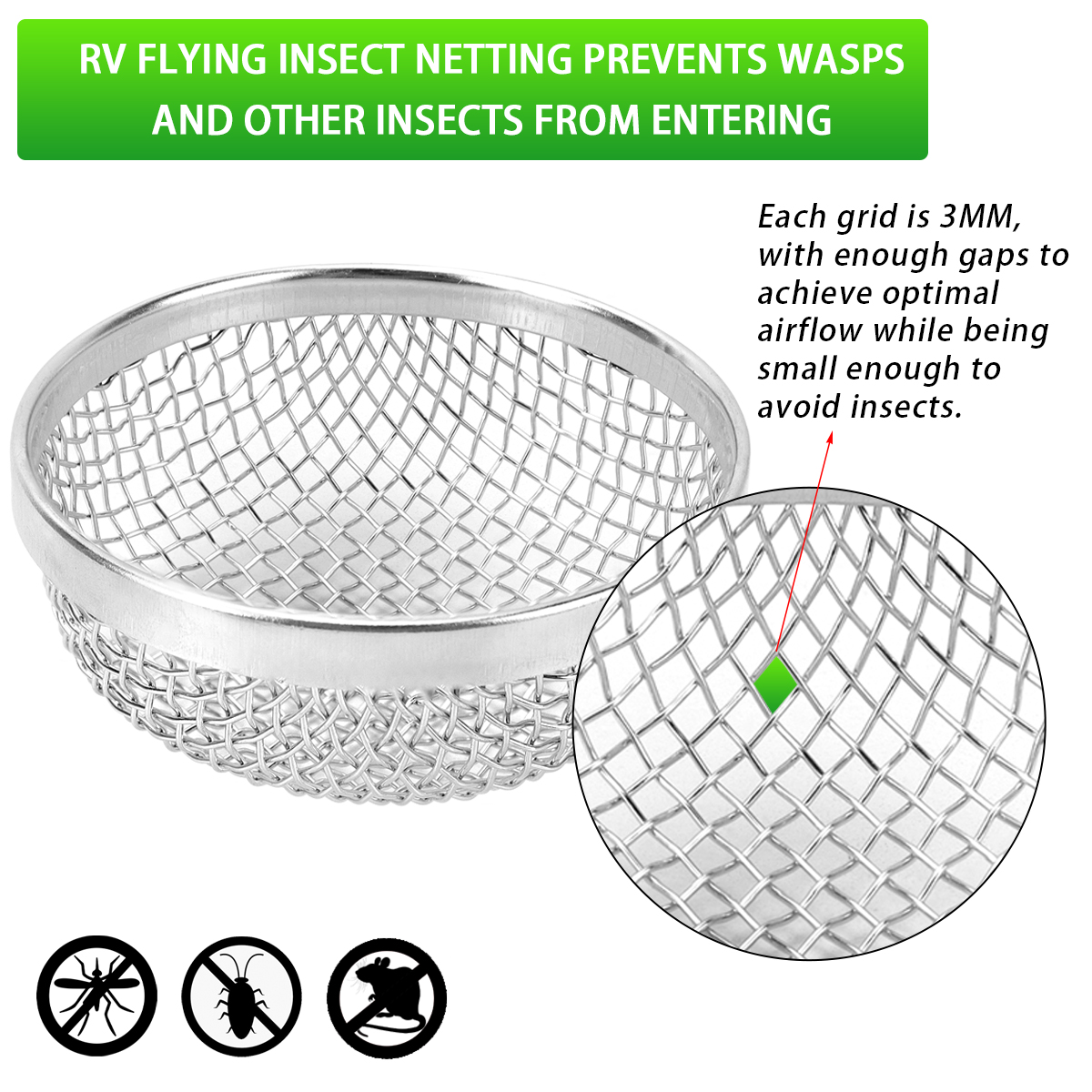 Set of Four Insect Proof Nets - Durable Covers for RV Refrigerator & Furnace Vents