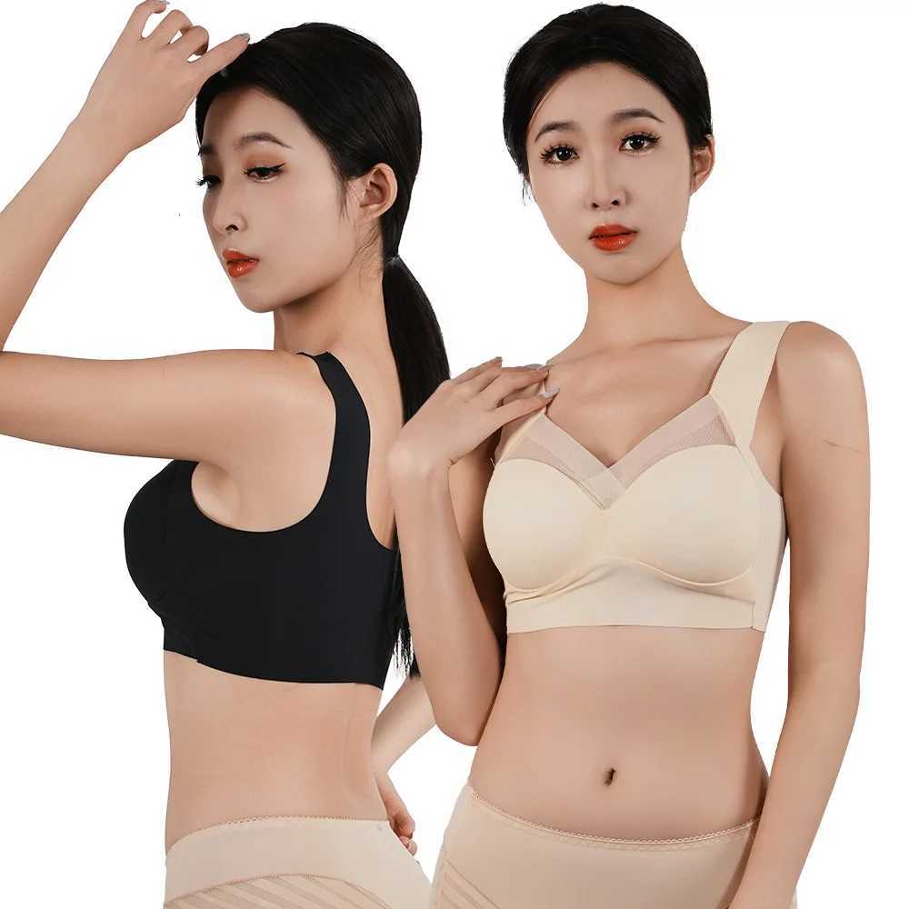 1pc Womens Ice Silk Minimizer Bras Large Size Underwear Seamless Lingerie Push Up Sport Thin Cup Sexy Mesh Yarn Bra for Women Z250730