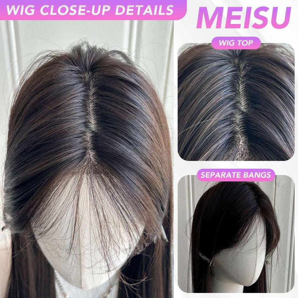 Lace Front Wigs Long Straight Fiber Synthetic Heat-Resistant Non-Glare Natural Human Hair Soft Cosplay Hairpiece For Women