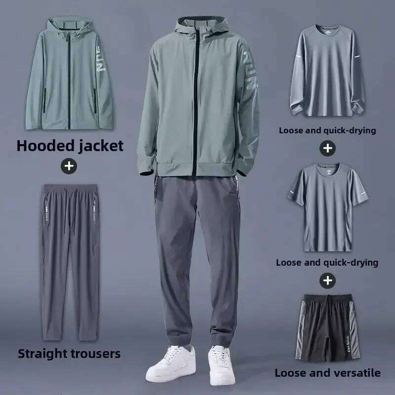 Men's Spring Autumn Running Fiess Suit Loose Fit Quick-Dry Clothes Morning Runs Ideal for Outdoor Training Gym Workouts