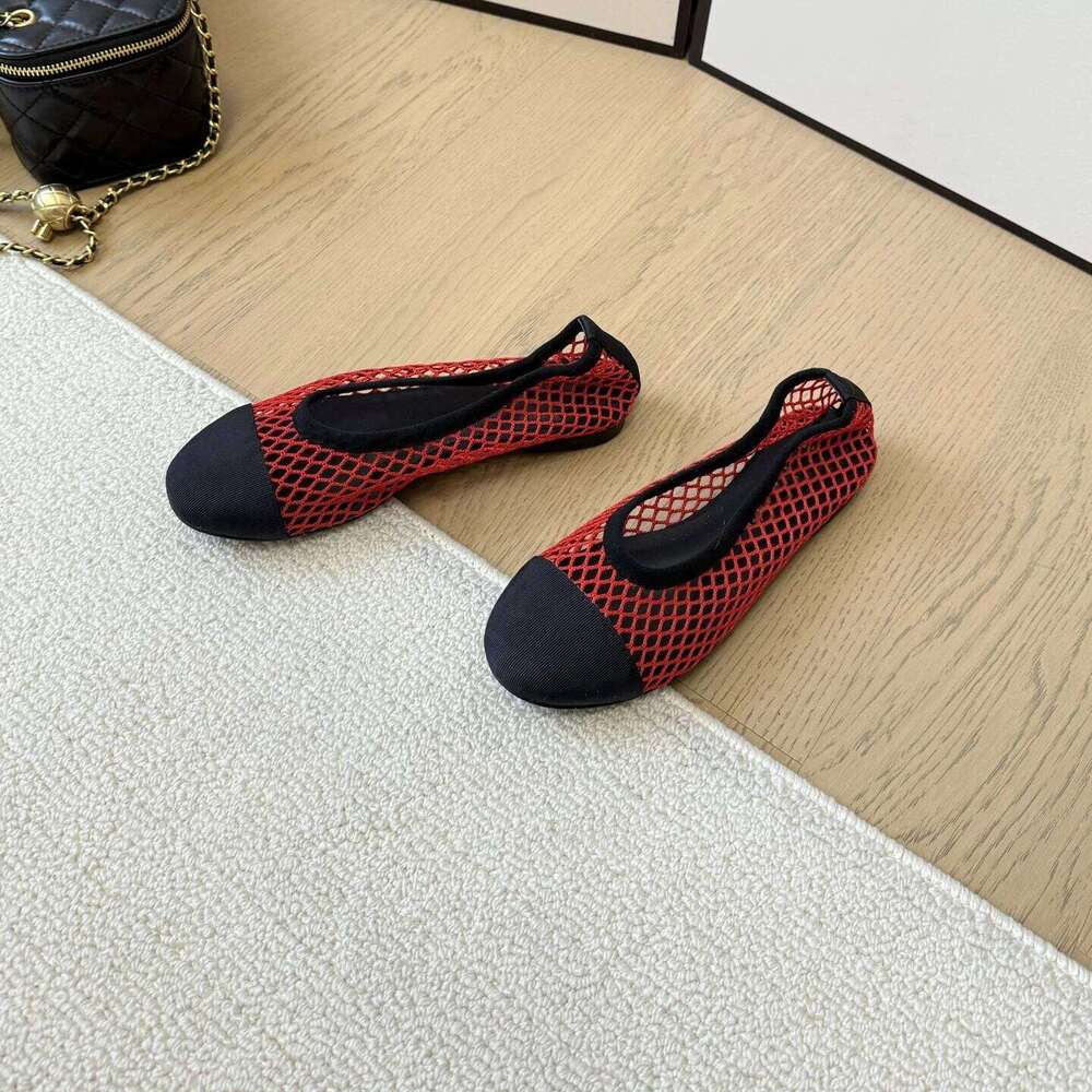 Women Size34-41 Genuine Leather Ballet Flats Mesh Solid Color Leisure Round Toe Slip On Designer Shoes Zapatillas De Mujer 9ec