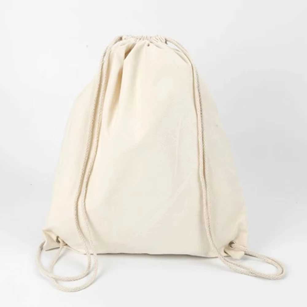 Canvas Bag Shoulders Drawstring Bundle Pockets Shopping Student Backpack Bag Cotton Pouch for Gym Traveling Storage Bag G250729