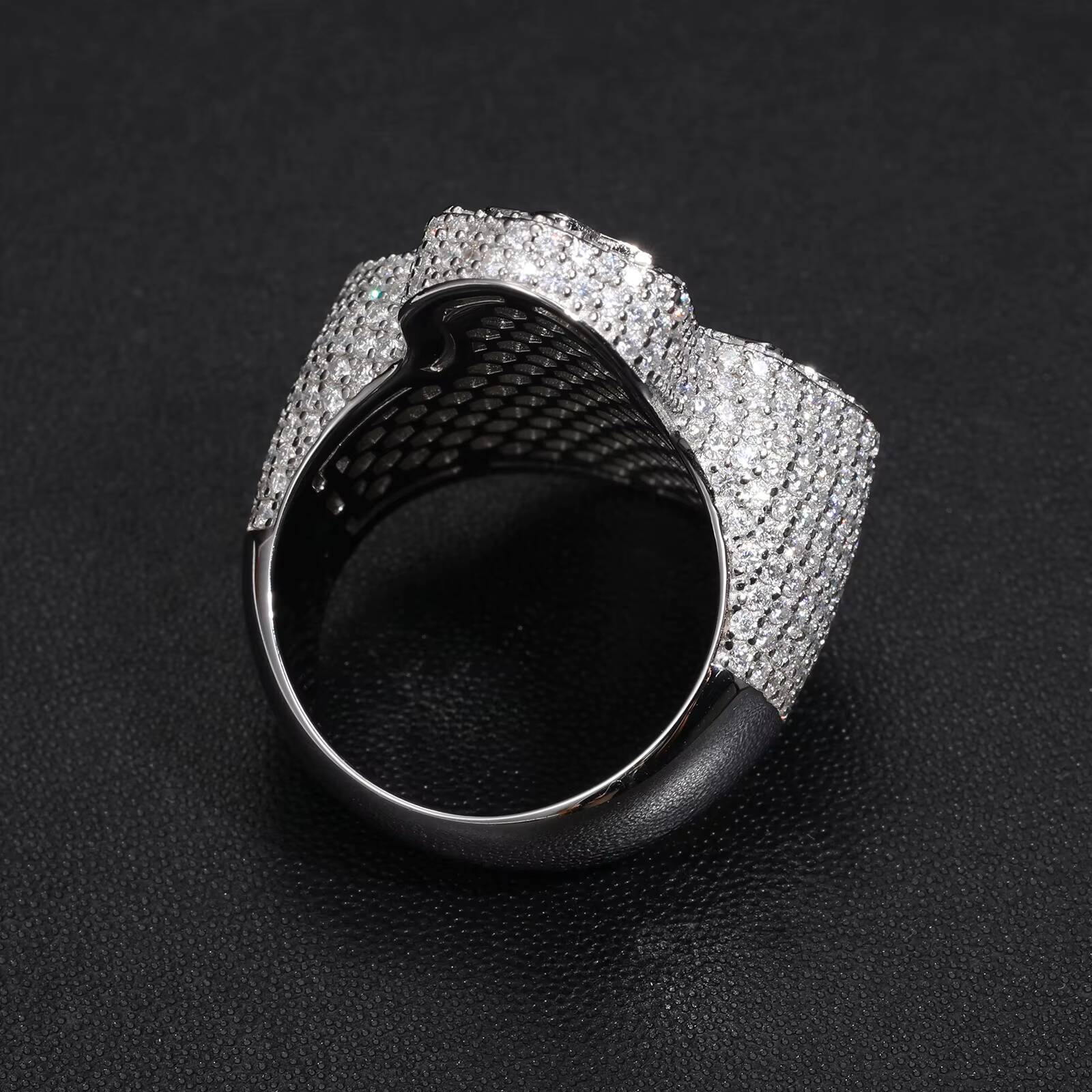 Hot Selling Pass Diamond Tester Hip Hop Jewelry 925 Sterling Silver VVS Baguette Moissanite Cross Ring With GRA Certificate