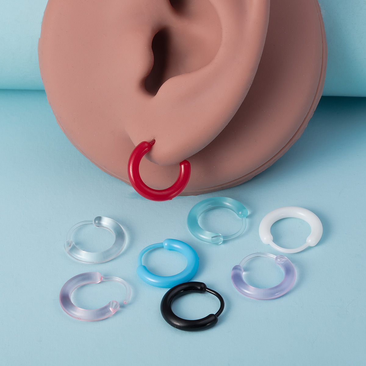 8-color resin earrings, body piercing accessories, ear bone rings wholesale