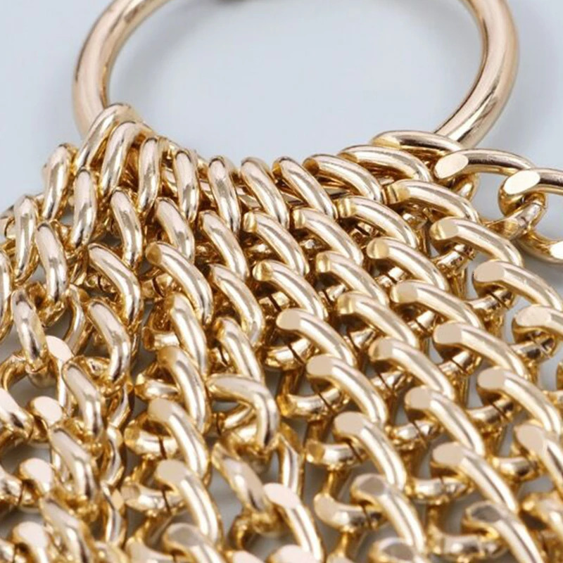 Fashion Metal Chain Belt For Women Golden Personality Hip Hop Style Tassel Belts Goth Waistband Dress Accessory 250730