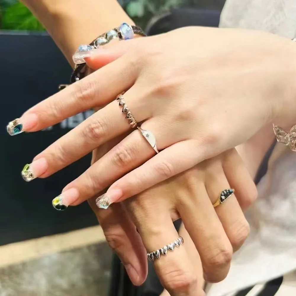925 Sterling Silver Fashion Organically Shaped Stacking Rings Heart Two-tone Entwined Bands Ring Hot Selling Gift Jewelry y250730