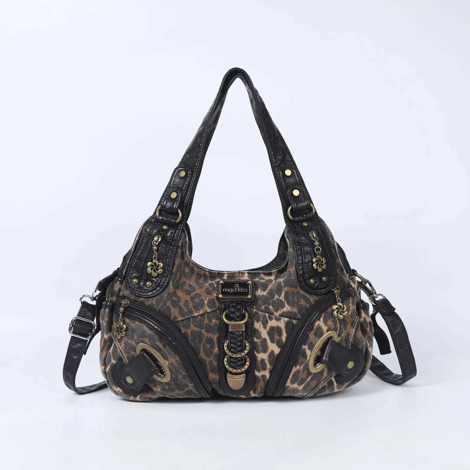Angelkiss Women Handbags Leopard Bag Top-handle Handbag Fashion Satchel Dumpling Pack Shoulder Bag Tote Bag Hobos Large Purse Y250730