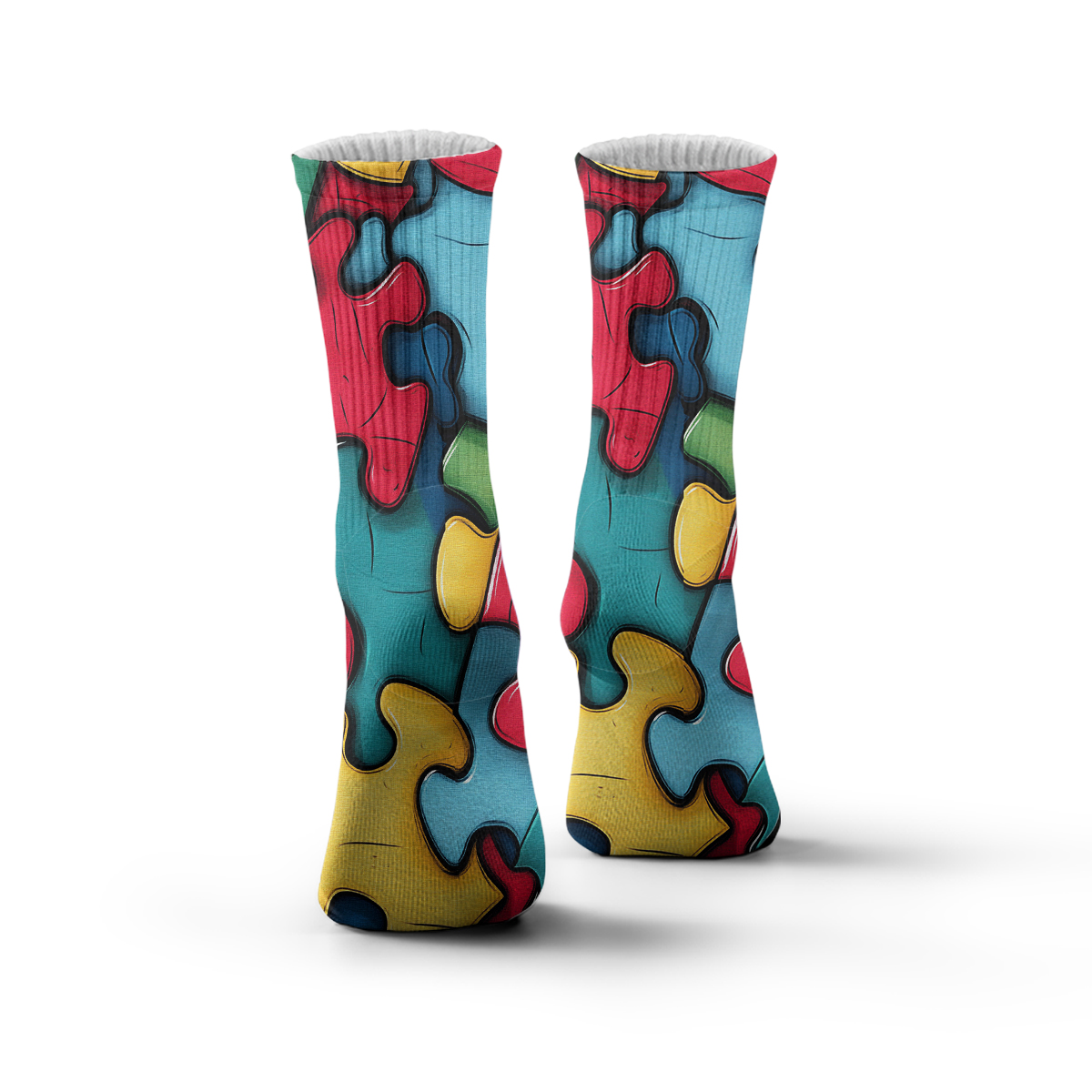 Colorful Puzzle Piece Unisex Tube Designer Socks C127