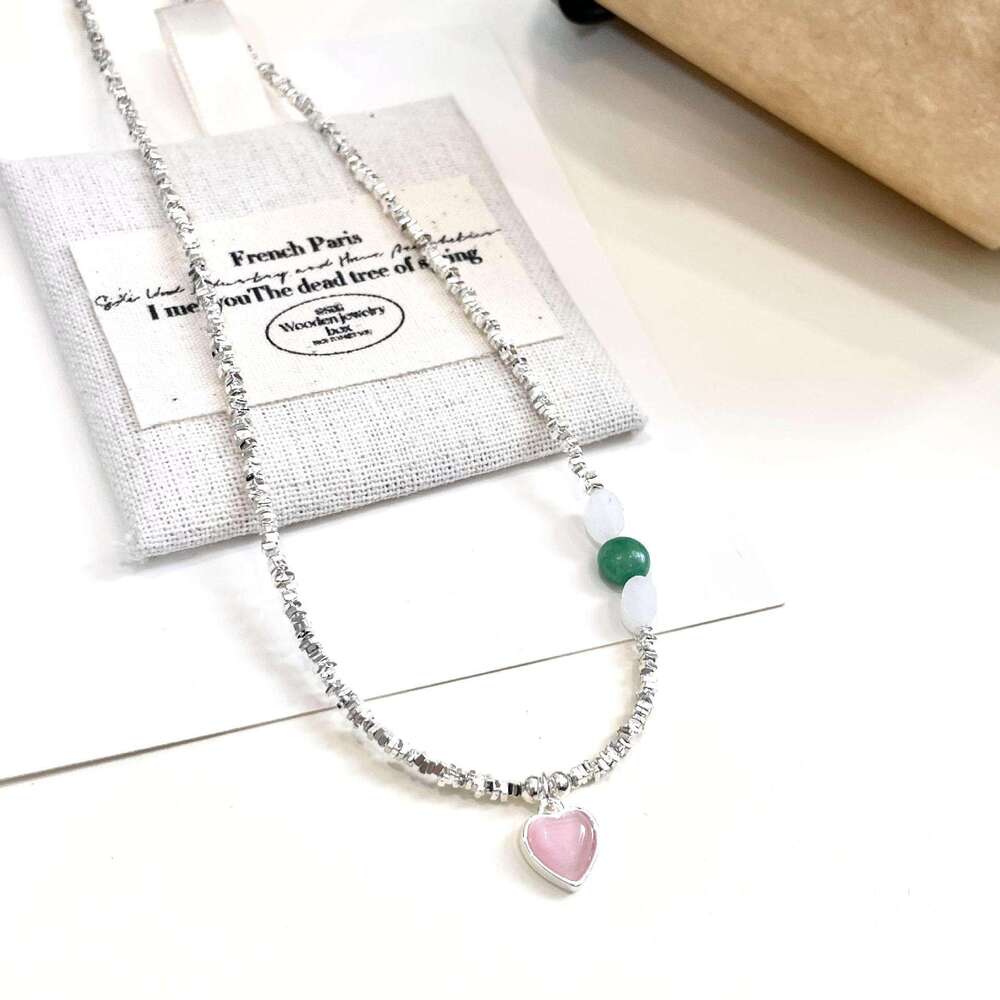 Summer Sweet Pink Heart Pendant Light Fashion Exquisite High-end Fresh Necklace 397