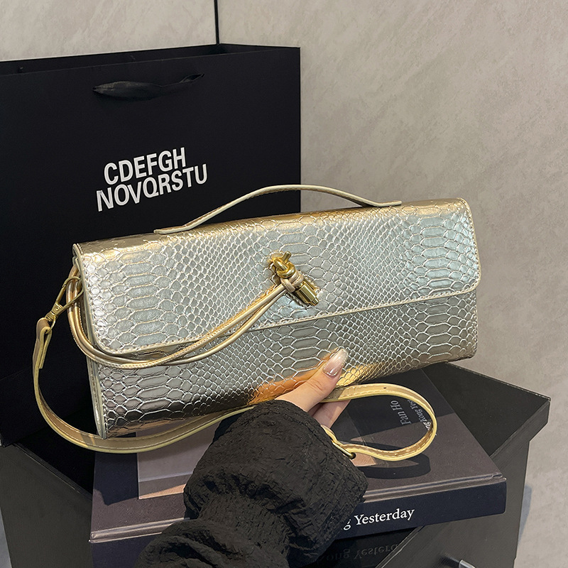 Hot Selling Snake Pattern Clutch Accordion Horizontal Light Luxury Small Square Handheld Shoulder Crossbody Evening Bag ddmymoon