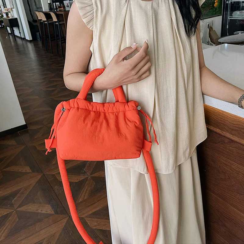 Fashion Small Puffer Tote Bag Padded Women Shoulder Bags Nylon Down Cotton Crossbody Bag Mini Lady Handbags Underarm Bag Y250730