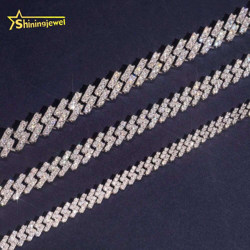 Pure Sier HipHop 7Mm 10Mm 13Mm Single Row Cuban Necklace For Men And Women Silicone Ice Chain