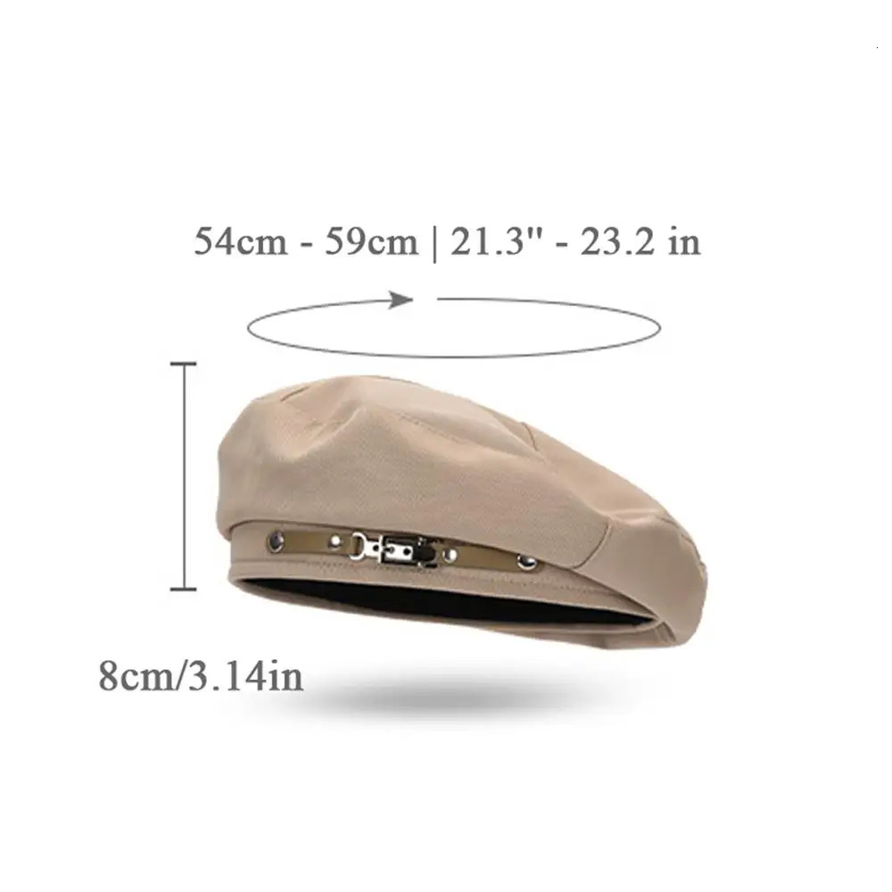 Breathable Octagonal Cap Adjustable Strap Solid Color Decor Cotton Painter Hat Metal Buckle Beret Outdoor Sun Protection Hat 250730