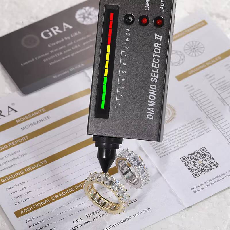 Fine Engagement Jewelry 925 Sterling Silver Emerald Cut 6.5mm VVS Moissanite Diamond Wedding Band Ring for Women Men