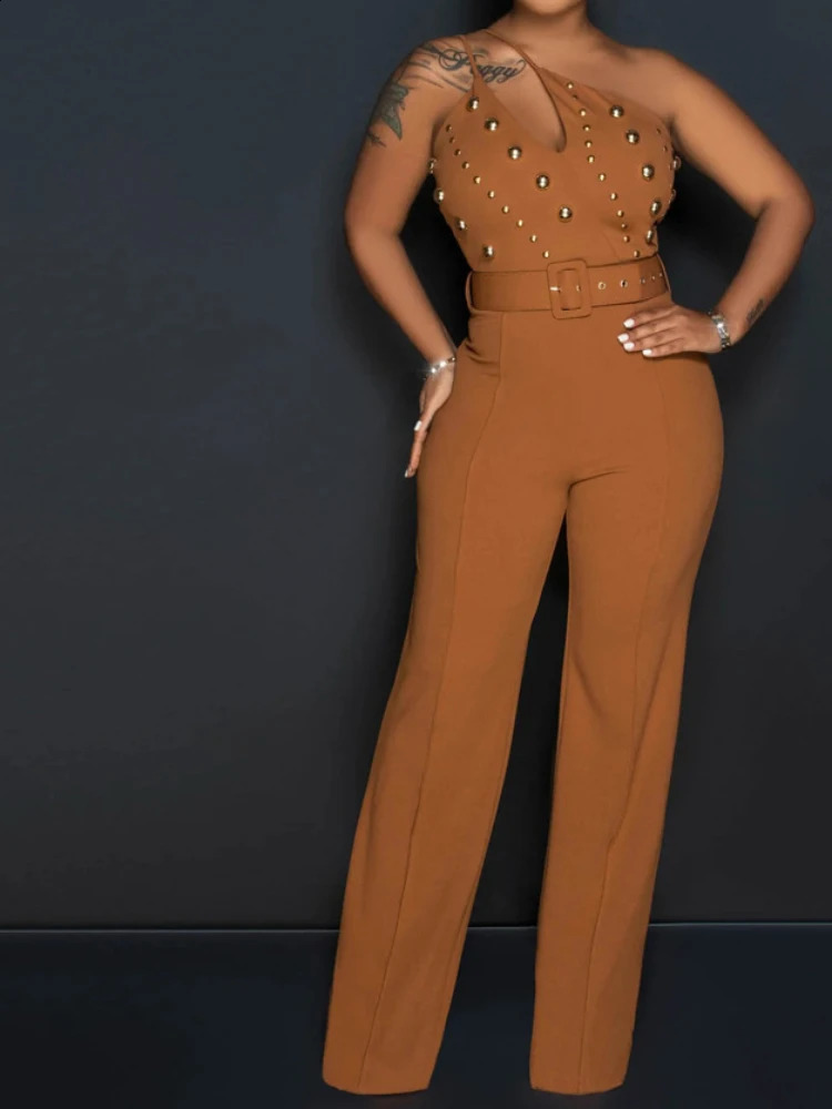 Women Jumpsuits Sexy Sleeveless Slim Fit Overalls Backless Wide Leg Long Pants Tight Waist Belt Rompers Elegant Splice 250730