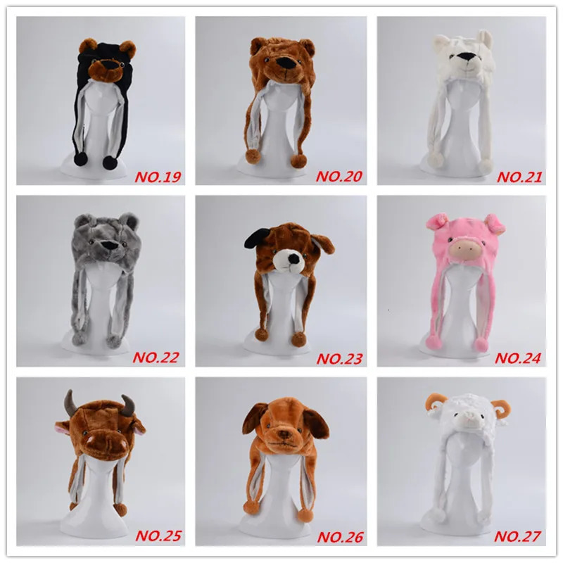 Bear Pig Cattle Sheep Dog Plush Hat Cartoon Animal Caps 250724