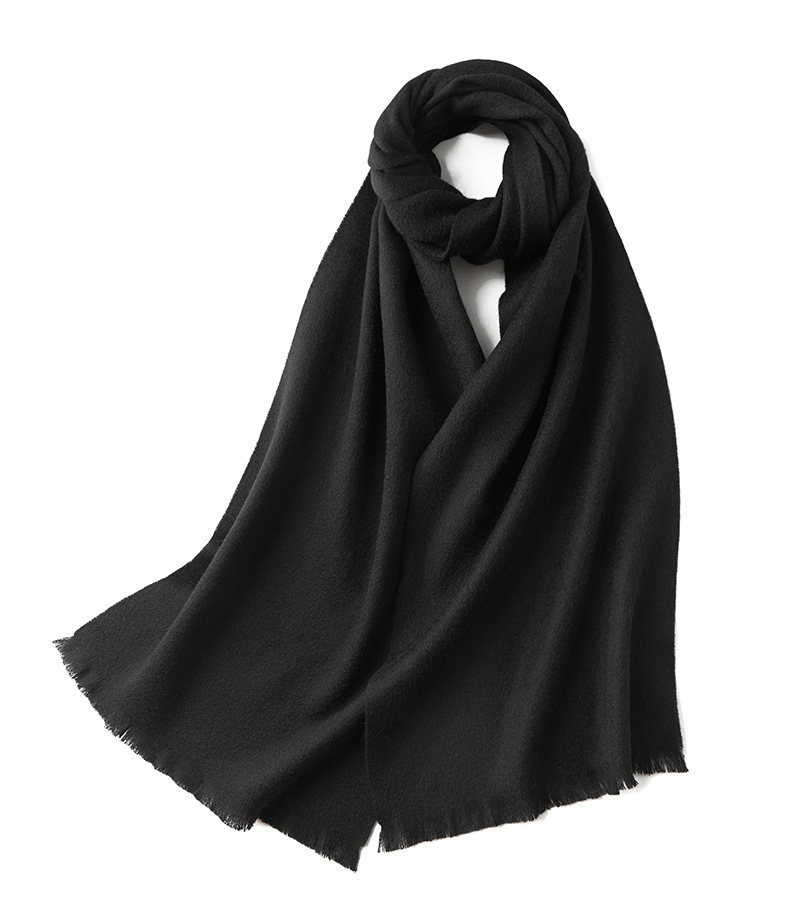K1536 Manufacturers wholesale pure wool scarf unisex autumn and winter warm neckband versatile solid color tassel wool shawl