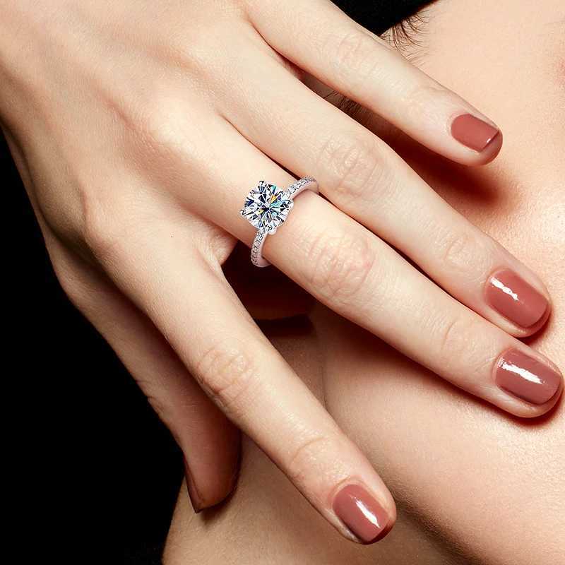 18K White Gold Plated s925 Sterling Silver Round Moissanite Ring 1-3ct with GRA Diamond Wedding Rings for Women y250730