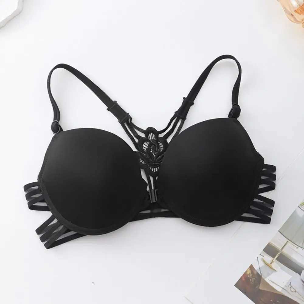 Fashion Front Button Lace Bra Women 3/4 Cup Beautiful Back Seamless Bra Intimates Underwear Wireless Deep V Beach Bra Z250730
