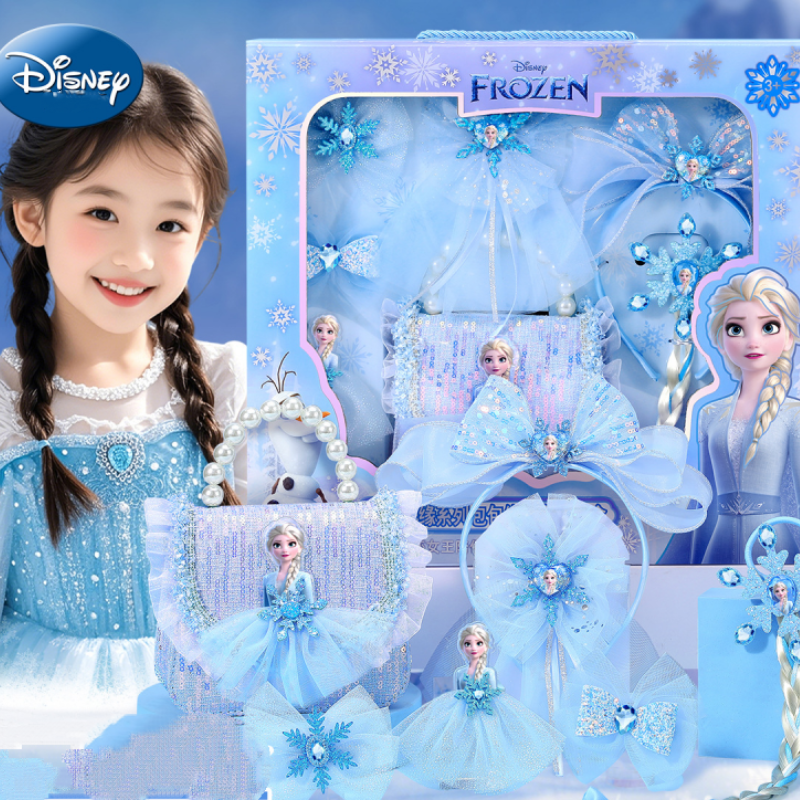 Disney children's handbag little girl birthday gift box princess mini bag hairband hairpin hair ribbon cartoon handbag girls pearl handbag prince