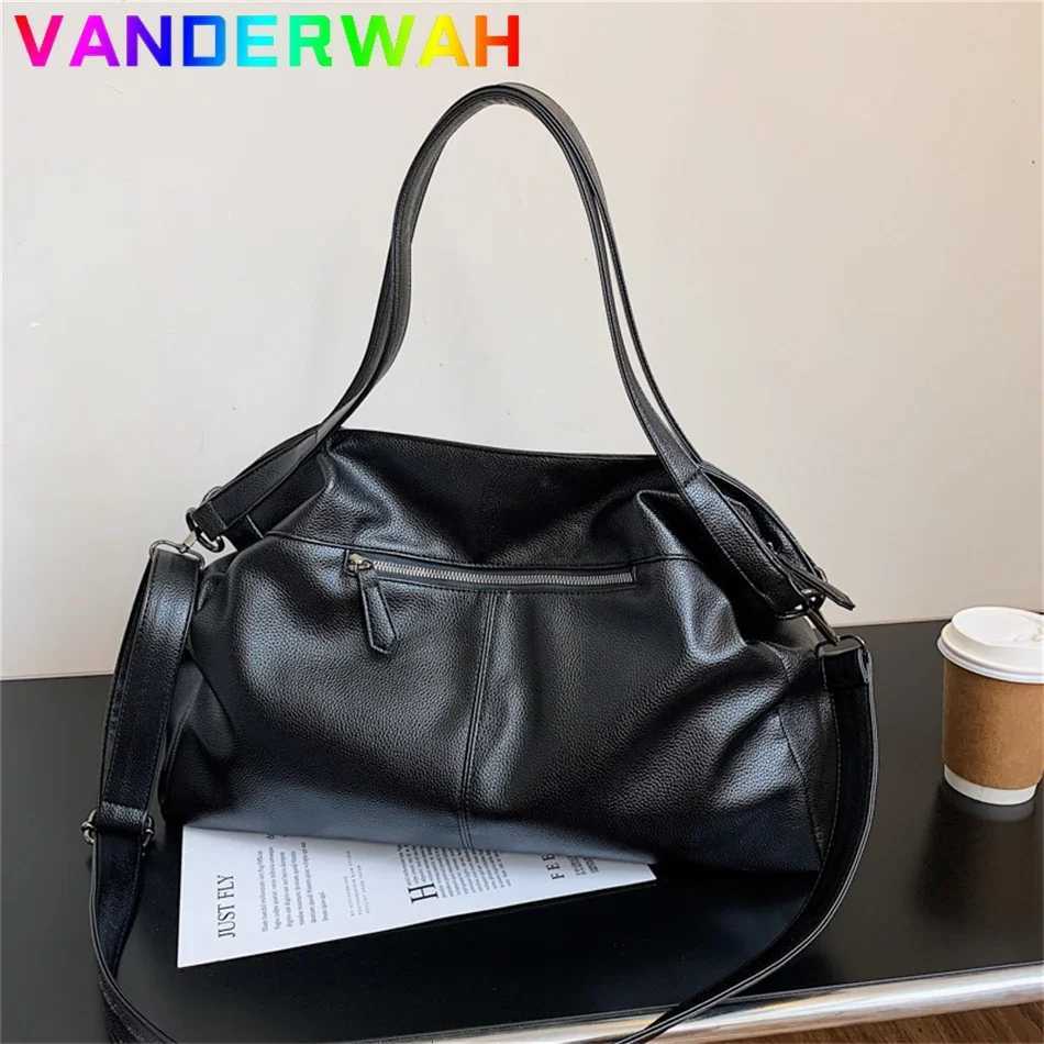 Large Black Shoulder crossbody Bags for Women 2024 Hobo Shopper Sac Solid Color Quality PU Leather Handbag Lady Travel Tote Bag Y250730