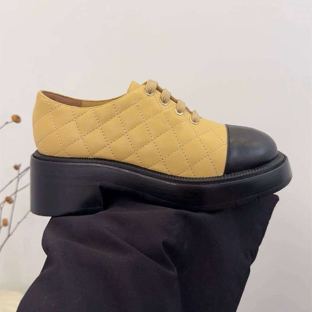 Women Size34-41 Genuine Leather Pumps Med Heels Sewing Loafers British Style Leisure Designer Shoes Zapatillas De Mujer 3d6